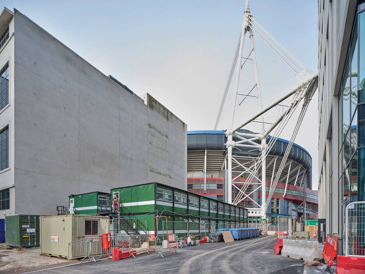 Construction near the Cardiff Stadium